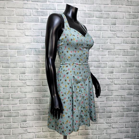 Vintage 90s Y2K Rampage Size S/M Floral Criss‎ Cross Back Fit & Flare Dress - Picture 5 of 10